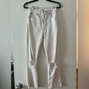 Abercrombie & Fitch White Ultra High Rise Straight Jeans
